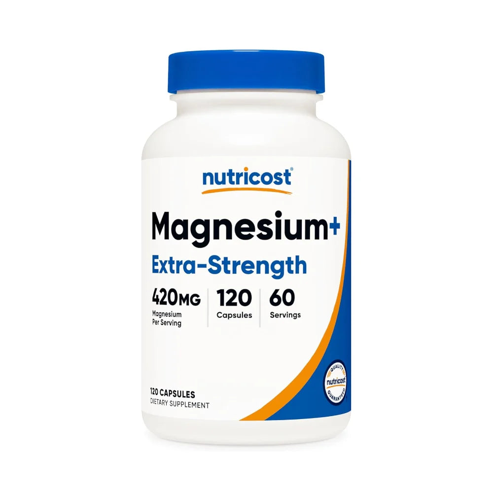 Nutricost Magnesium+ Extra Strength 420mg - 120 Capsules | نيوتريكوست مغنيسيوم بلس 420 ملغ - 120 كبسولة