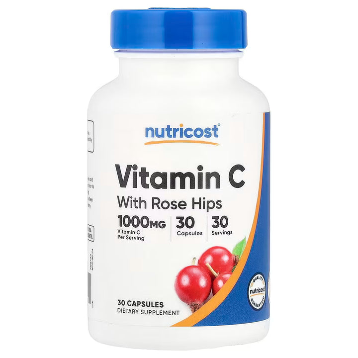 Nutricost Vitamin C With Rose Hips - 30 Capsules | نيوتريكوست فيتامين C مع ثمار الورد – 30 كبسولة