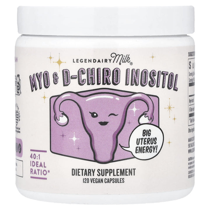 Legendairy Milk Myo & D-Chiro Inositol - 120 Vegan Capsules |  ليجينديري ميلك لدعم توازن الهرمونات وصحة المبايض - 120 كبسولة نباتية