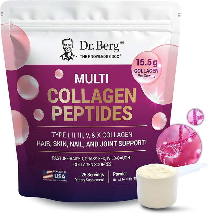Dr Berg Multi Collagen Peptides Powder 25 Servings - 400g | د. بيرغ مسحوق ببتيدات الكولاجين المتعدد – 25 حصة – 400 غ