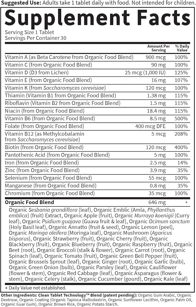 Garden of Life Organics Women's Once Daily - 30 Vegan Tablets | غاردن أوف لايف أورغانيكس مكمل متعدد الفيتامينات للنساء – 30 قرصًا نباتيًا