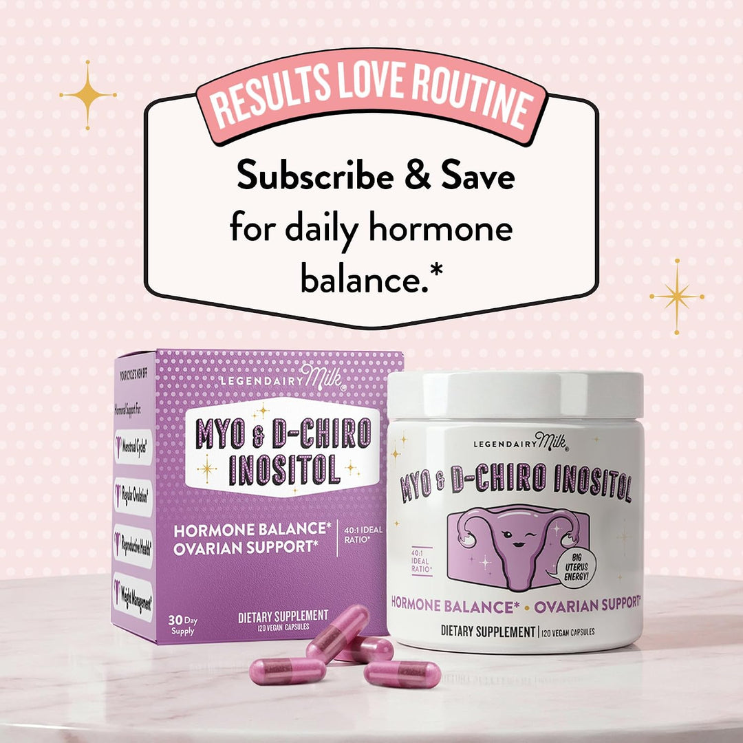 Legendairy Milk Myo & D-Chiro Inositol - 120 Vegan Capsules |  ليجينديري ميلك لدعم توازن الهرمونات وصحة المبايض - 120 كبسولة نباتية