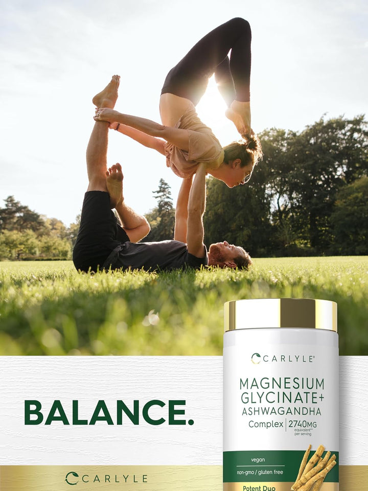 CARLYLE Magnesium Glicynate + Ashwagandha Complex 2740mg - 120 Vegetarian Capsules | كارلايل مغنيسيوم غليسينات + مركب أشواغاندا 2740 ملغ - 120 كبسولة نباتية