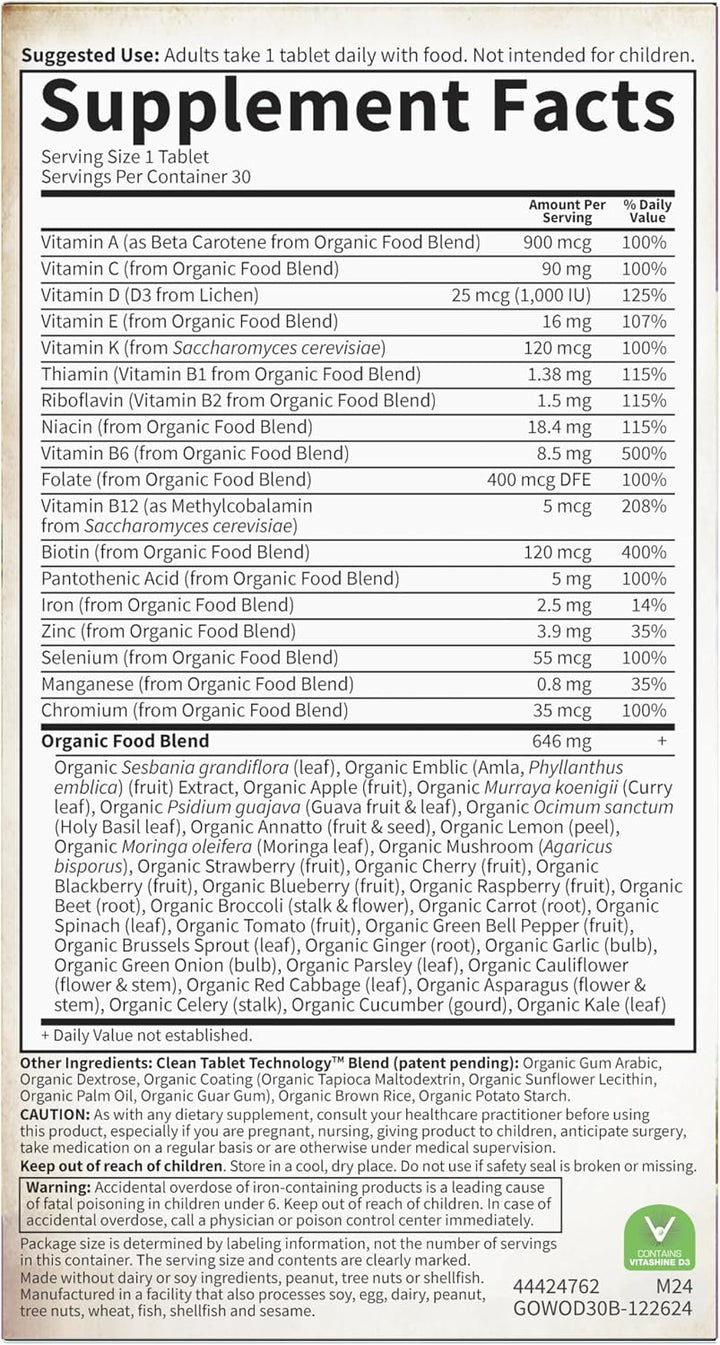 Garden of Life Organics Women's Once Daily - 30 Vegan Tablets | غاردن أوف لايف أورغانيكس مكمل متعدد الفيتامينات للنساء – 30 قرصًا نباتيًا