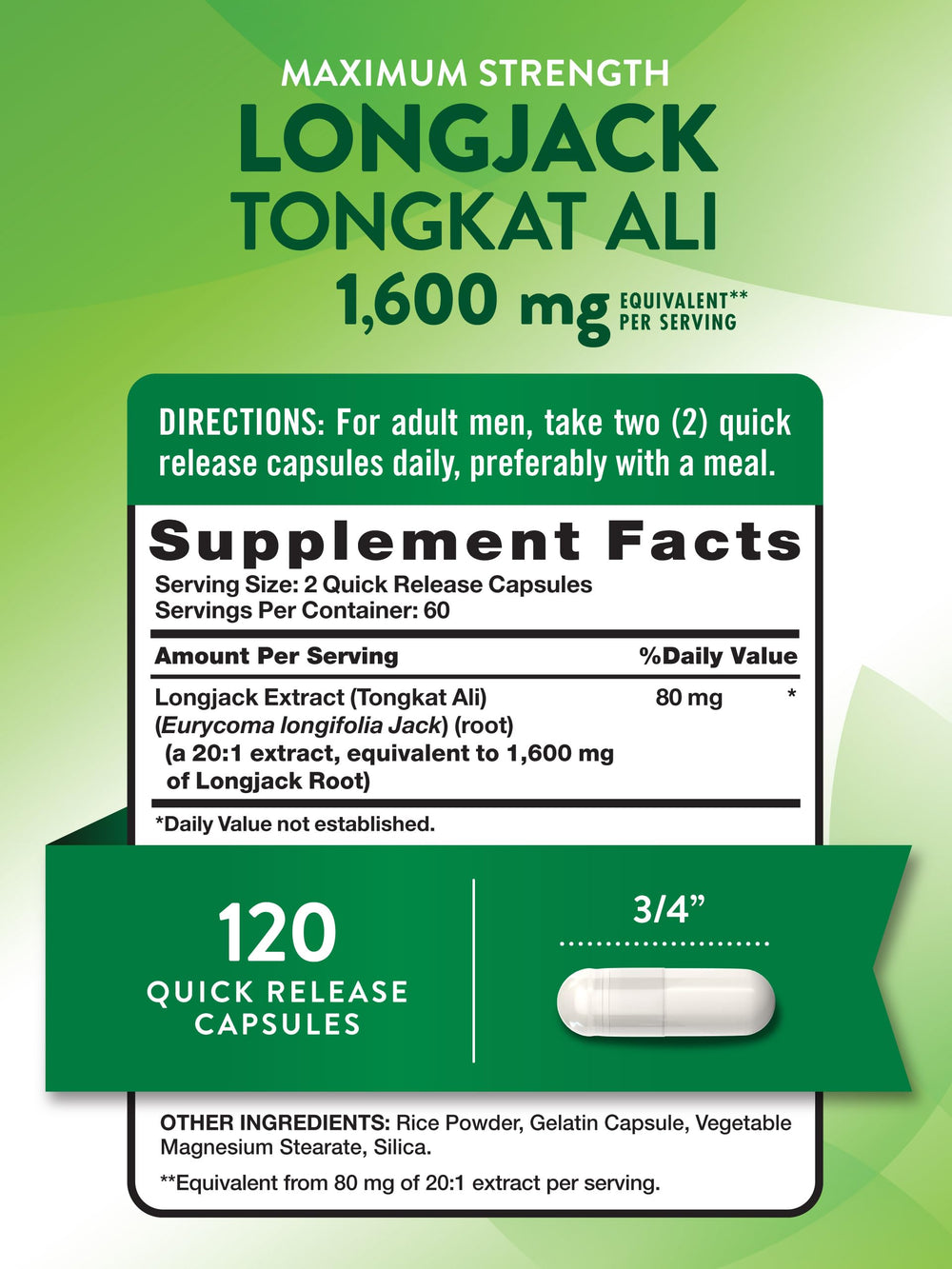 Nature's Truth Longjack Tongkat Ali 1600mg - 120 Quick Release Capsules - 120 كبسولة | نيتشرز تروث لونغ جاك تونغكات علي 1600 ملغ - 120 كبسولة #3