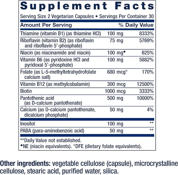 Life Extension Complete B-Complex - 60 Vegetarian Capsules | لايف إكستنشن بايو أكتيف كومبليت بي-كومبلكس - 60 كبسولة نباتية