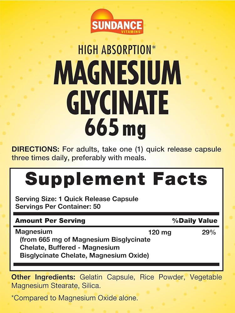 Sundance Magnesium Glycinate 665 mg - 50 Quick Release Capsules - 50 كبسولة | ساندانس ماغنيسيوم جليسينات 665 ملغ - 50 كبسولة #3