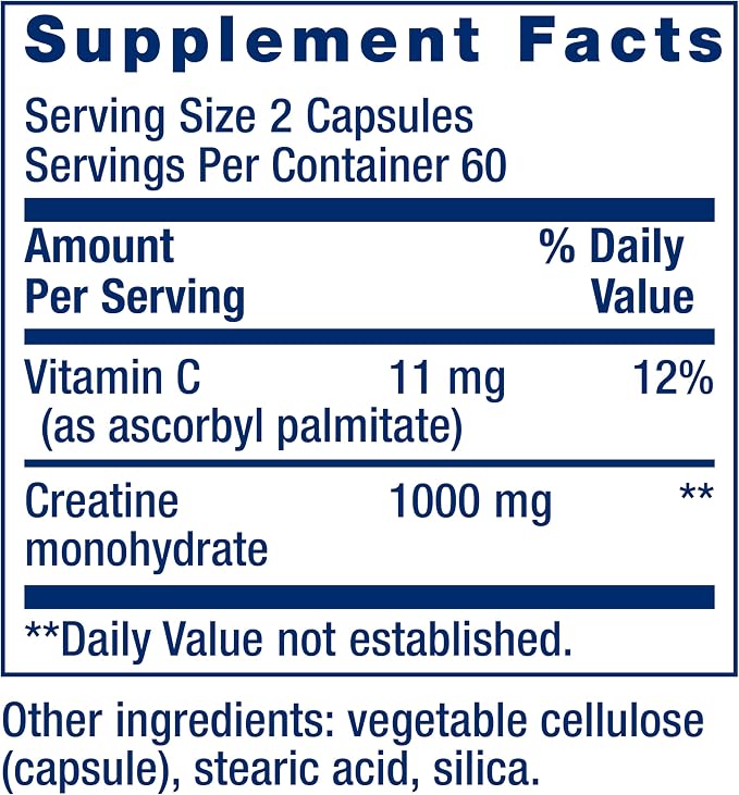 Life Extension Creatine Capsules - 120 Capsules |لايف إكستنشن كرياتين – 120 كبسولة