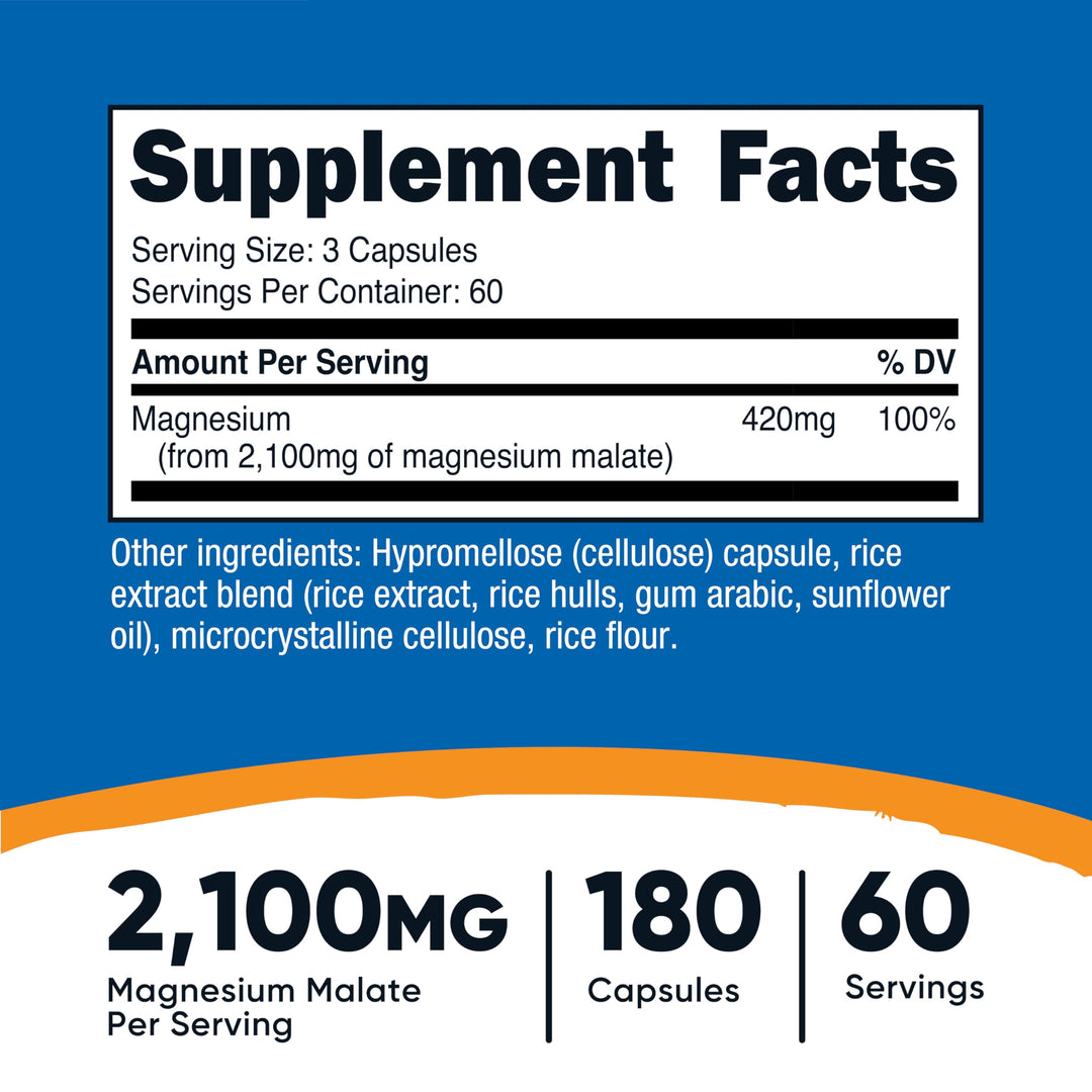 Nutricost Magnesium Malate 2,100 Mg - 180 Capsules | نوتريكوست مغنيسيوم ماليات 2100 ملغ - 180 كبسولة #5