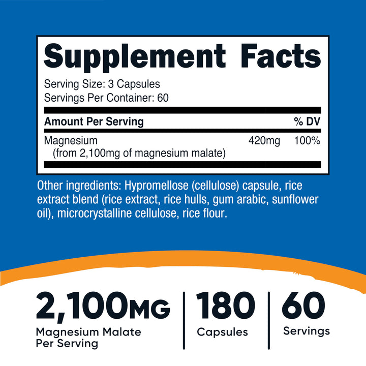 Nutricost Magnesium Malate 2,100 Mg - 180 Capsules | نوتريكوست مغنيسيوم ماليات 2100 ملغ - 180 كبسولة #5