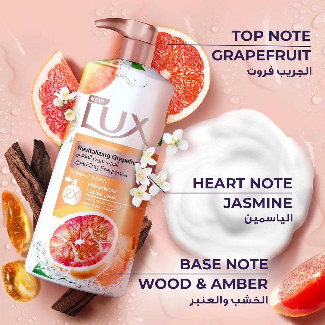 LUX Revitalizing Grapefruit Sparkling Fragrance Body Wash - 700ml| لوكس – غسول الجسم المنعش برائحة الجريب فروت – 700 مل