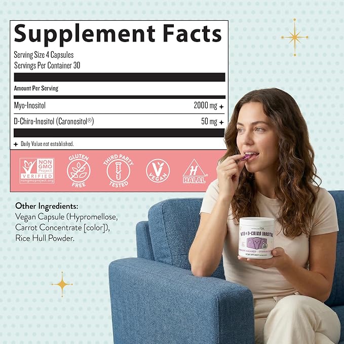 Legendairy Milk Myo & D-Chiro Inositol - 120 Vegan Capsules |  ليجينديري ميلك لدعم توازن الهرمونات وصحة المبايض - 120 كبسولة نباتية