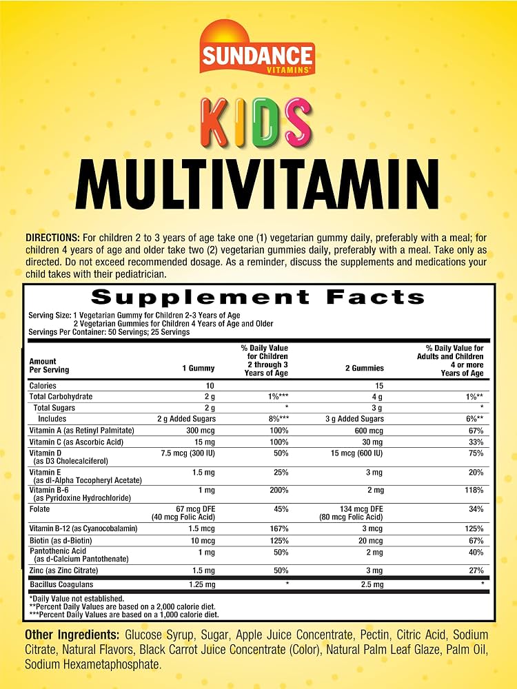 Sundance Kids Multivitamin Gummies Mixed Berry - 50 Vegetarin Gummies - 50 قطعة | ساندانس فيتامينات جوميز للأطفال بنكهة التوت المتنوعة - 50 قطعة #4