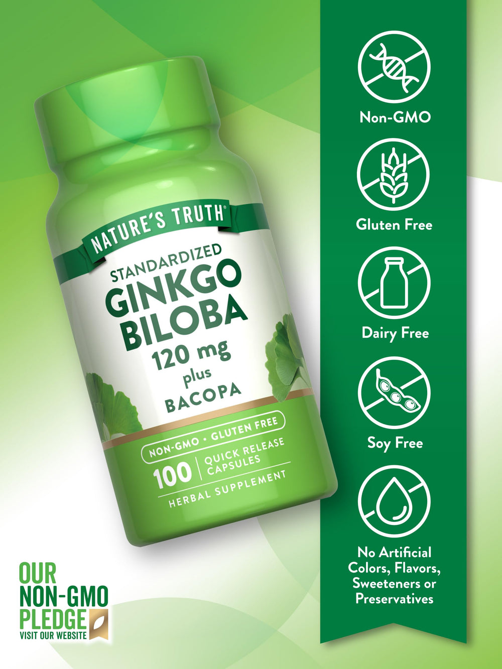 Nature's Truth Ginkgo Biloba 120mg - 100 Quick Release Capsules - غير ظاهر | نيتشرز تروث جينكو بيلوبا 120 ملغ - غير ظاهر #3