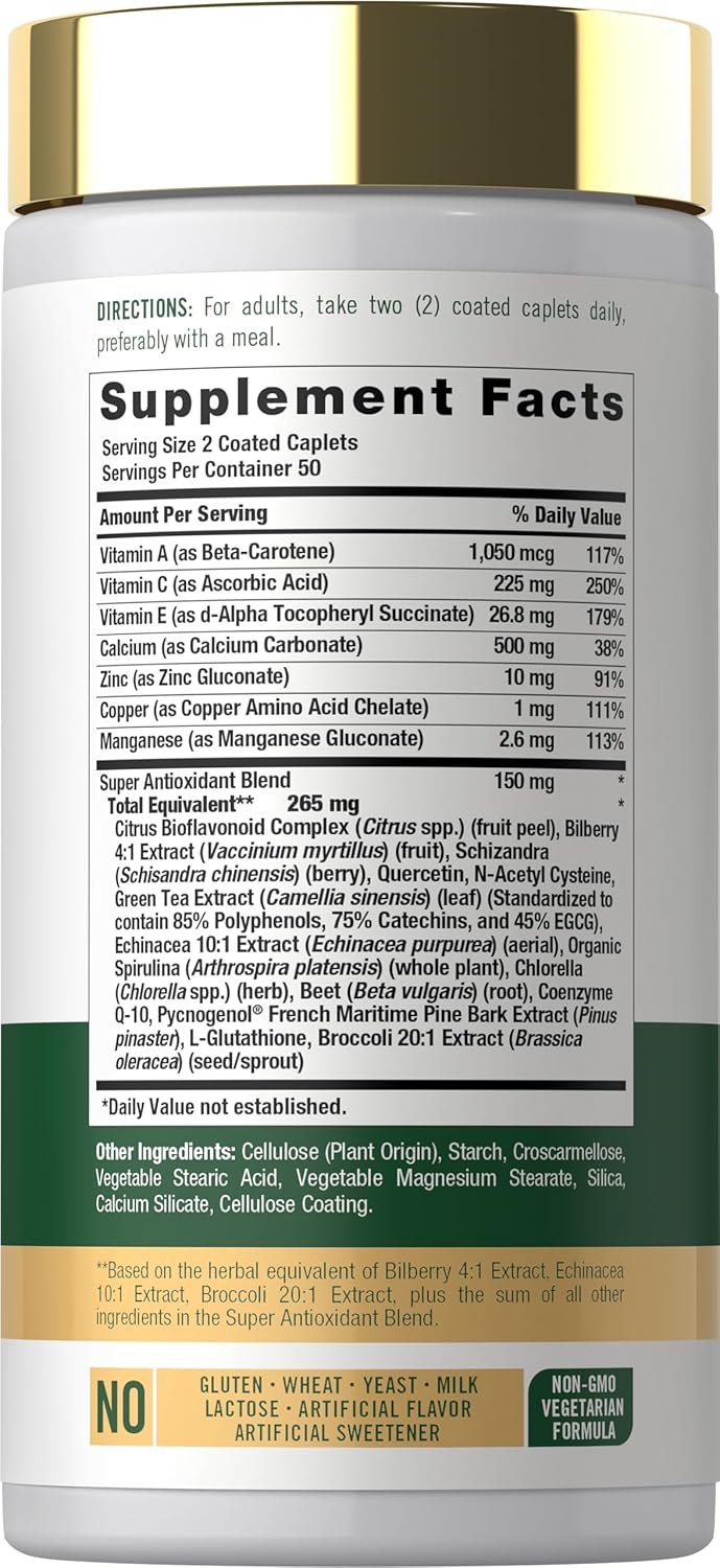 CARLYLE Super Antioxidant Essentials - 100 Coated Caplets | كارلايل سوبر مضادات الأكسدة الأساسية - 100 Caplets
