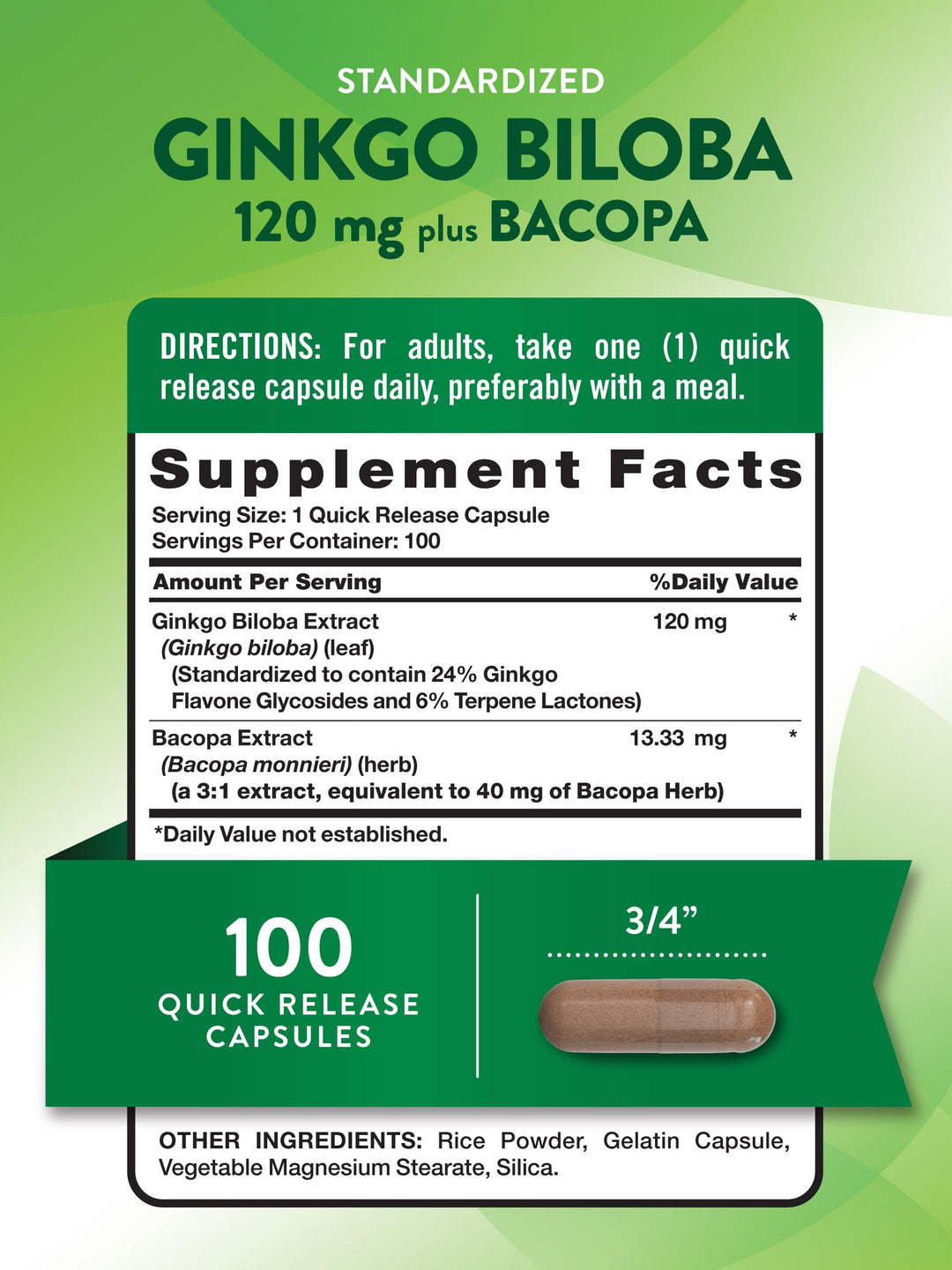 Nature's Truth Ginkgo Biloba 120mg - 100 Quick Release Capsules - غير ظاهر | نيتشرز تروث جينكو بيلوبا 120 ملغ - غير ظاهر #4