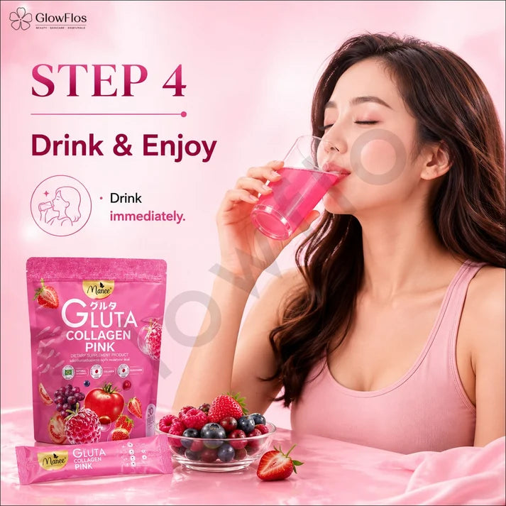 Manee Gluta Collagen Pink - 30 Sachets | ماني جلوتا مسحوق الكولاجين - 30 كيس