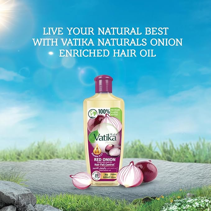 Vatika Red Onion Enriched Hair Oil Hair Fall Control - 200ml | فاتيكا زيت شعر معزز بالبصل الأحمر - 200مل
