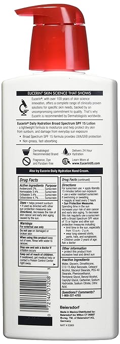 Eucerin Lotion Daily Hydration SPF 15 -  500ml |يوسيرين  لوشن للترطيب اليومي بعامل حماية من الشمس 15 - 500 مل
