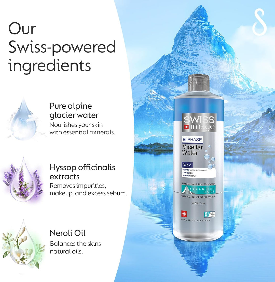 Swiss Image Bi-Phase 3-In-1 Micellar Water - 400ml | سويس إميج مزيل مكياج ميسيلر 3 في 1 - 400 مل