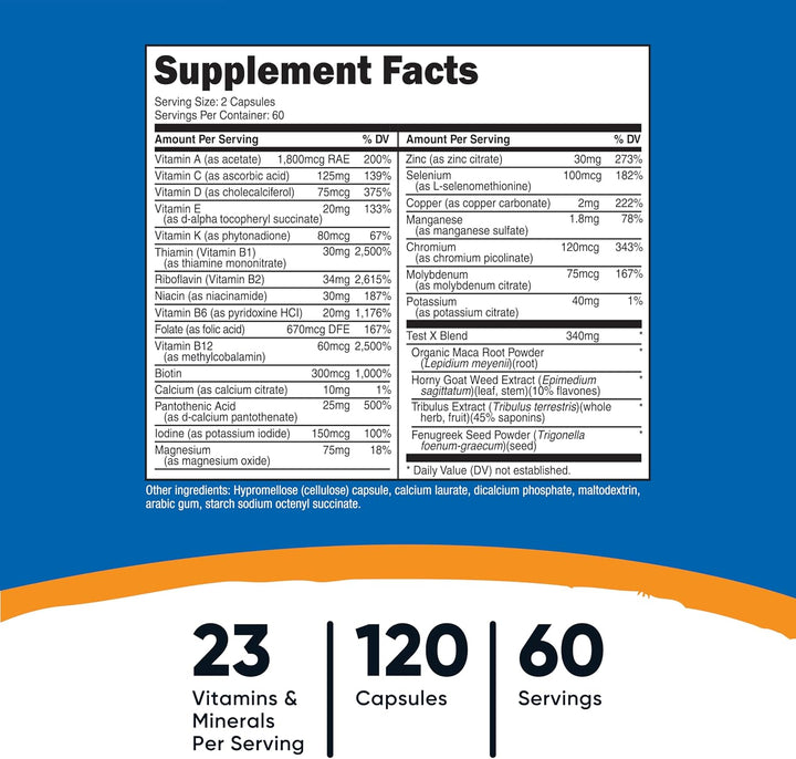Nutricost Multivitamin for Men - 120 Capsules | نيوتريكوسـت مالتي فيتامين للرجال - 120 كبسولة