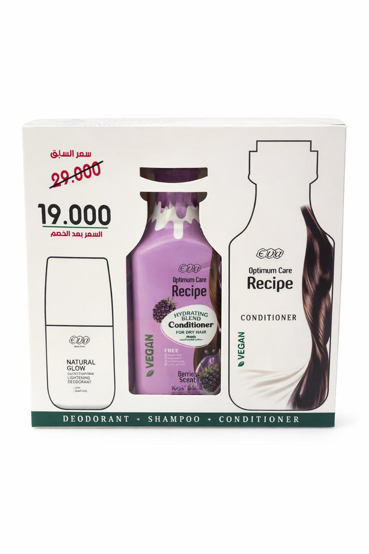 EVA Deodorant + Shampoo + Conditioner | ايفا بلسم وشامبو برائحة التوت+ مزيل تعرق رول
