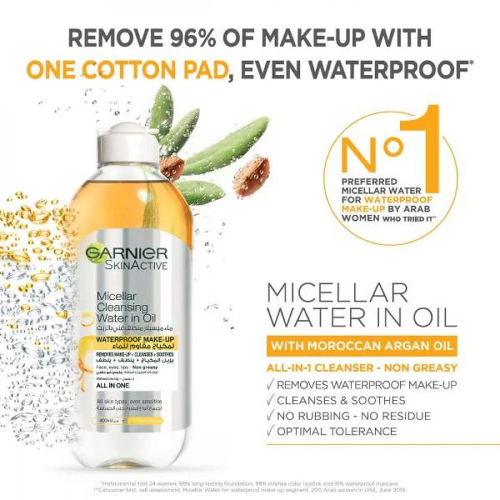 Garnier Micellar Cleansing Water In Oil - 400ml  | غارنييه مزيل مكياج ماء ميسيلار زيت في ماء - 400 مل