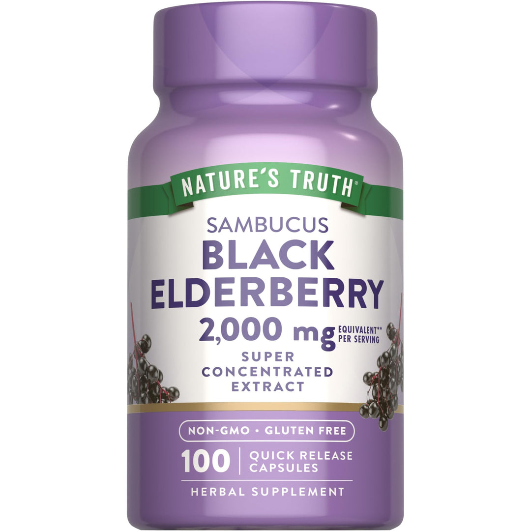 Nature's Truth Black Elderberry 2000 mg - 100 Capsules | نيتشرس تروث بلاك إلدر بيري 2000 ملغ – 100 كبسولة