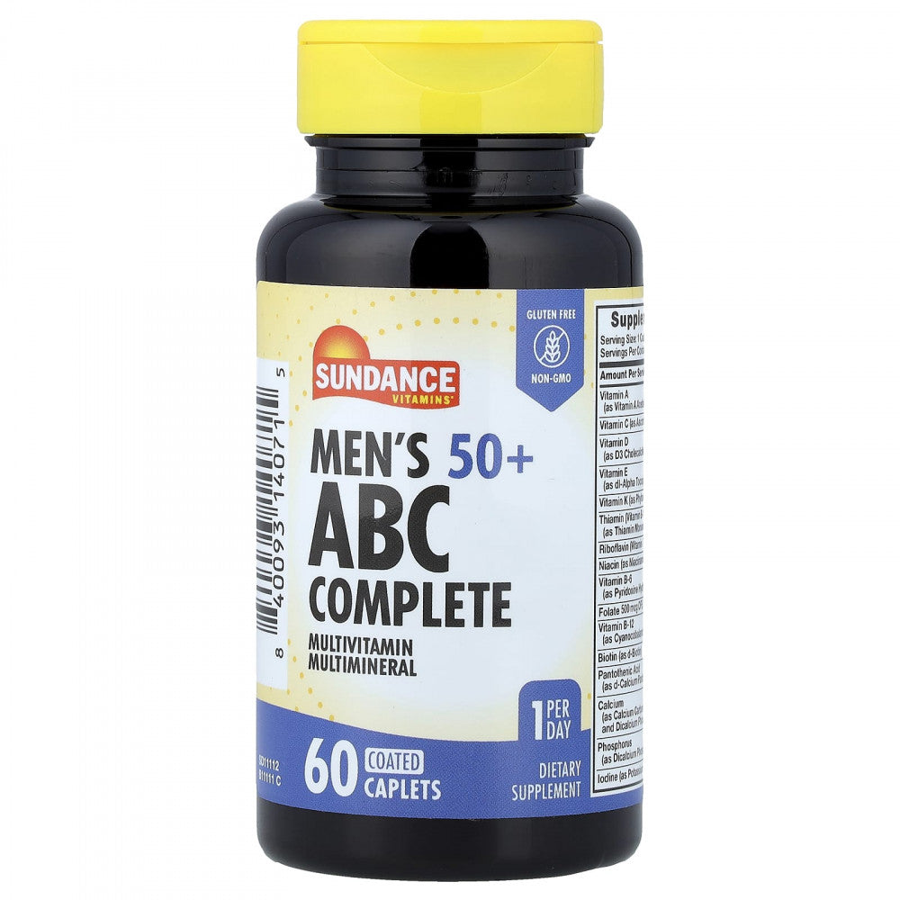 Sundance Mens 50+ Abc Complete Multivitamin Multimineral - 60 Coated Caplets | ساندانس متعدد الفيتامينات والمعادن للرجال فوق 50 سنة - 60 قرصًا مغلفًا