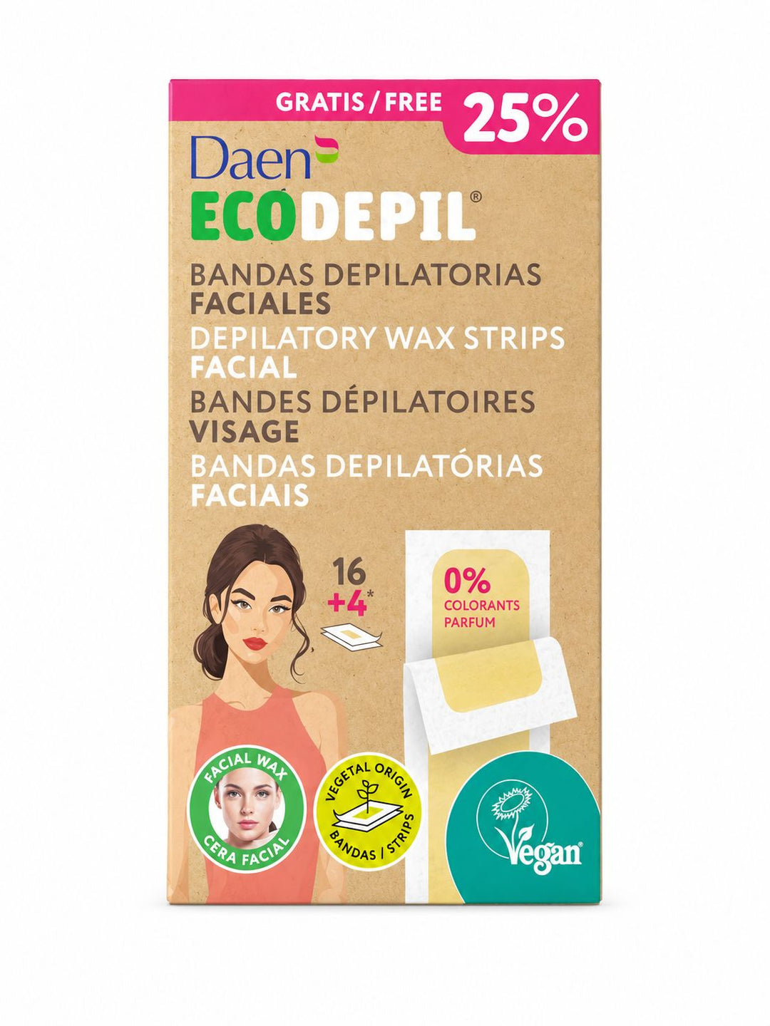 Daen Facial wax strips Ecodepil - 16 | داين شرائح شمع بارد للوجه - 16 شريحة