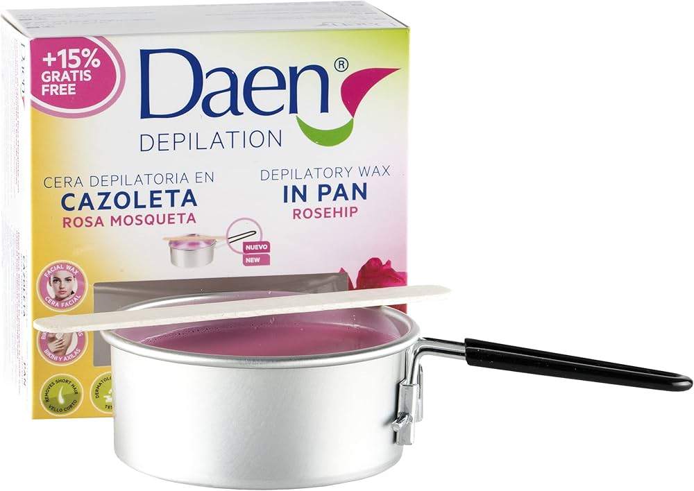 Daen Hot wax in pan Rosehip - 90g | داين شمع إزالة شعر بخلاصة الورد البري - 90غ