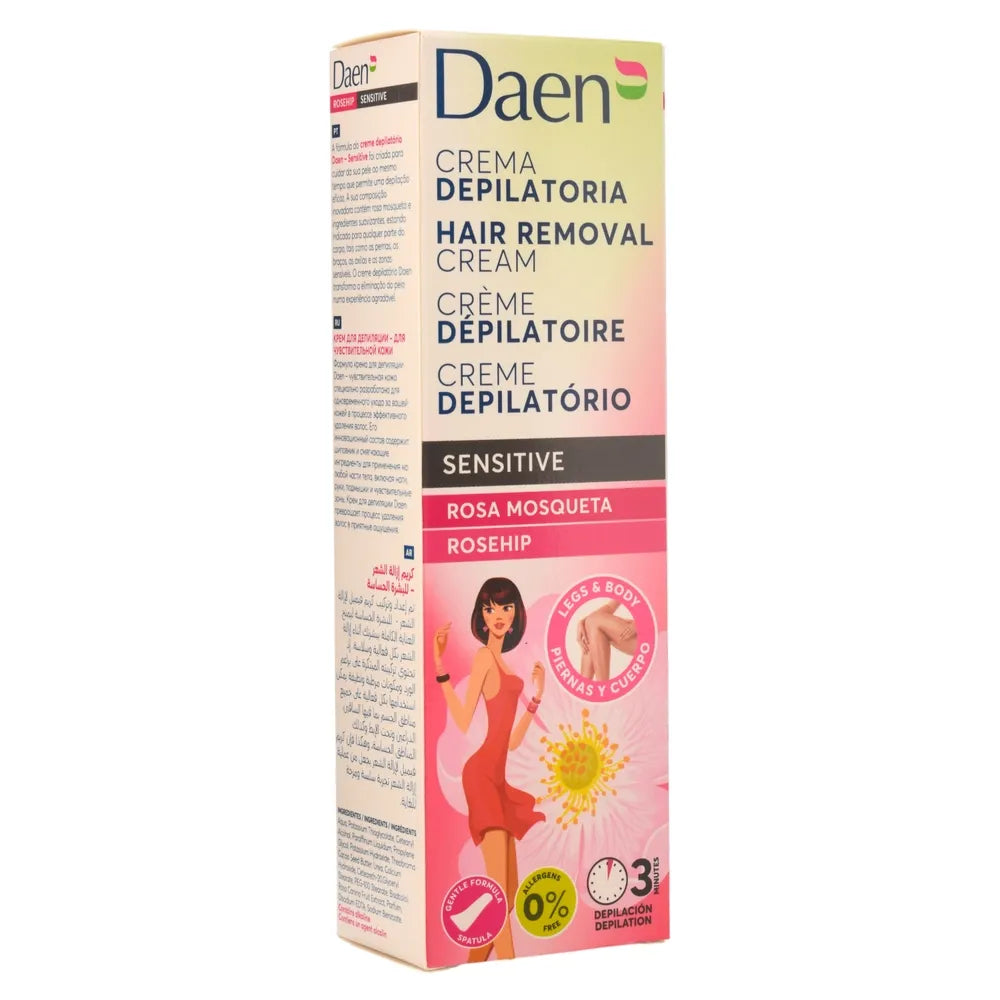 Daen Hair removal cream body Sensitive Rosa Mosqueta - 125ml | داين شرائح شمع بارد للجسم برائحة الورد الدمشقي - 125مل