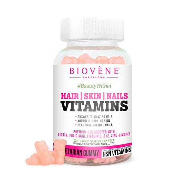 BIOVENE Vitamins Hair Skin Nails Within - 60 Vegetarian Gummy |بيوفين فيتامينات للشعر والبشرة والأظافر - 60 غوميز نباتية