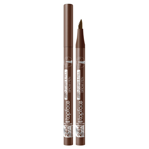 topface Pro Comb & Fill Brow Pen - 1ml | توب فيس قلم تحديد وملء الحواج - 1 مل