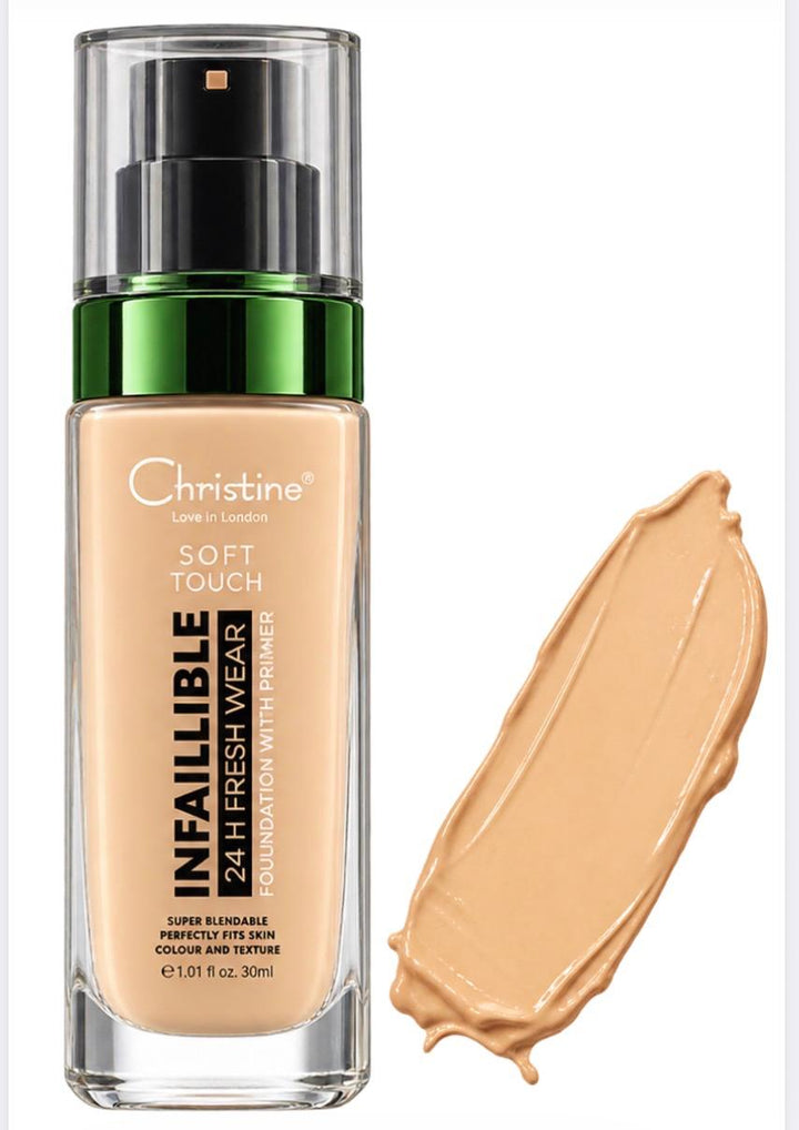 Christine Soft Touch Infaillible 24 H Fresh wear foundation With Primer - 30ml | كريستين فاونديشن بثبات 24 ساعة  - 30مل