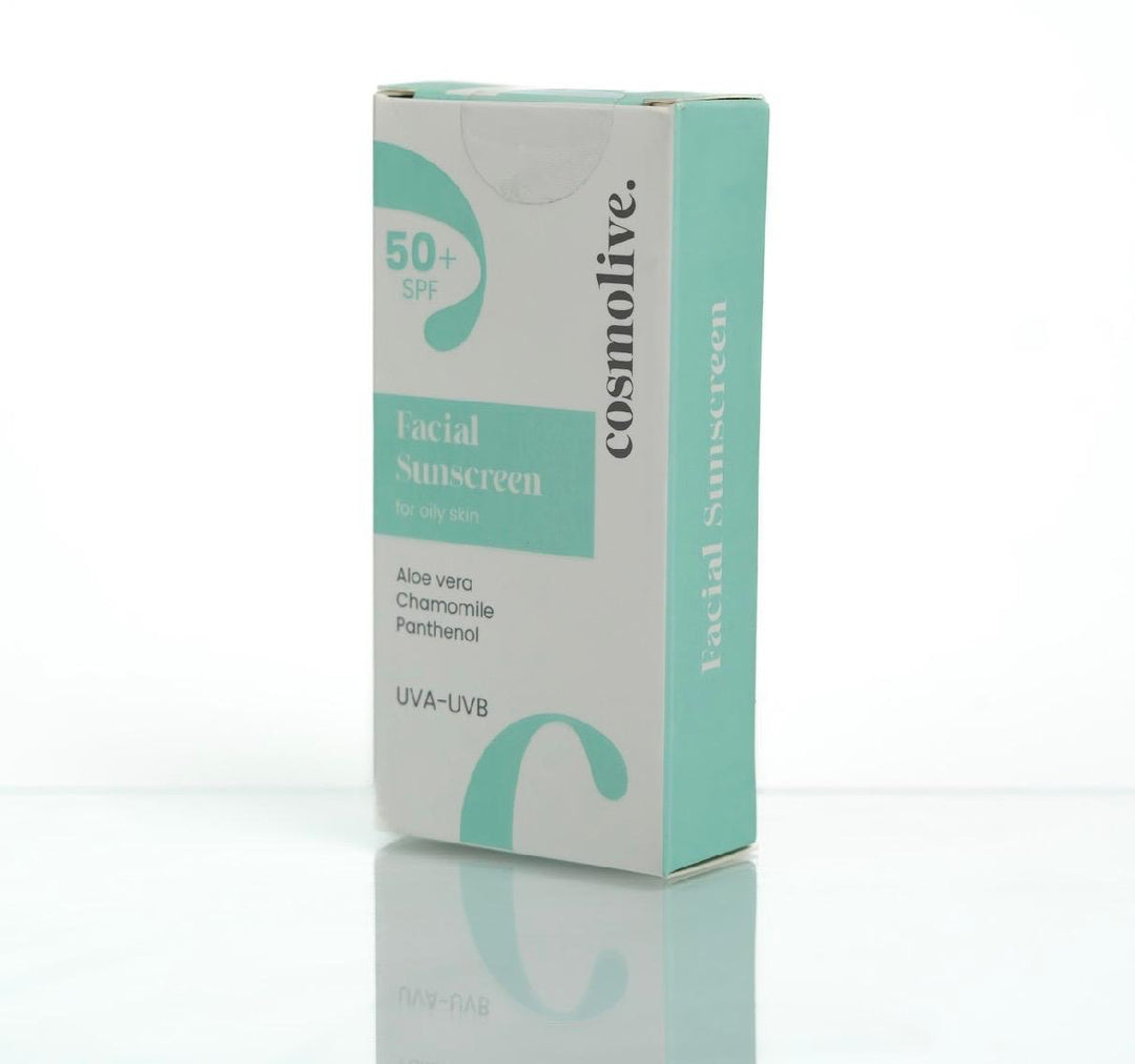 cosmolive Facial Sunscreen 50+ Spf For All Skin Types Panthenol - 50ml | كوزمو لايف واقي شمسي + 50 للبشرة الدهنية - 50 مل