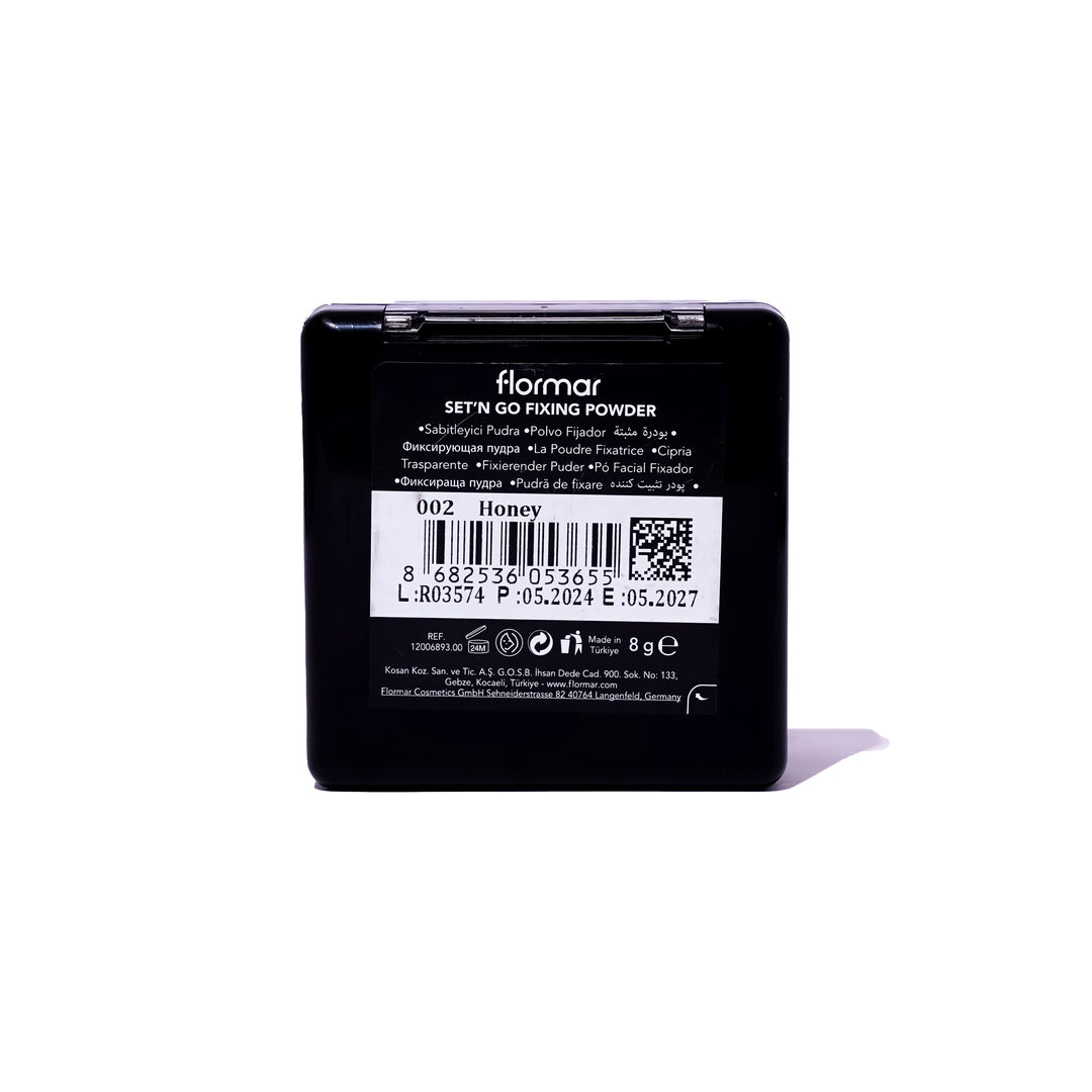 Flormar Set'n Go Moisturizing & Anti-Shine Fixing Compact Powder No.002 . | فلورمار بودرة الوجه المضغوطة المرطبة المثبتة للمكياج رقم  002