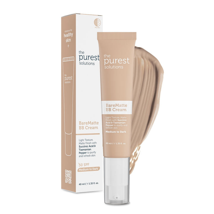 The Purest Solutions Bare Matte BB Cream +50 Spf - 40ml | ذا بيورست كريم بي بي مات مع عامل حماية شمسي - 40 مل