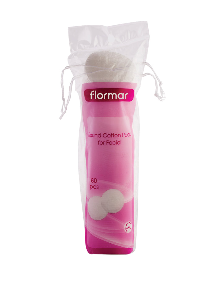 Flormar Round Cotton Pads For Facial -80 Pcs | فلورمار قطع قطن دائري للوجه - 80 قطعة