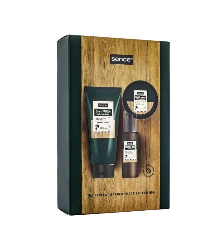 Sence Beauty The Perfect Barber Proof Kit For Him 3Pcs - 50mlx50gx150ml | سينس بيوتي مجموعة العناية بالرجال 3 قطع -50مل x 50 غرام x 150 مل