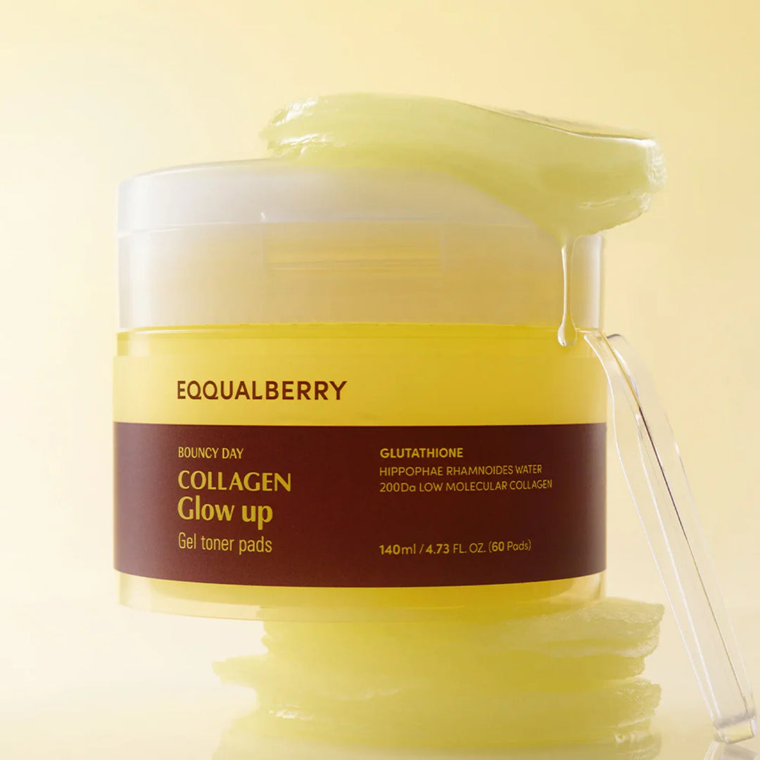 EQQUALBERRY - Collagen Glow Up Gel Toner Pads - 140ml | إيكوال بيري – تونر جل بقطع الكولاجين لإشراقة البشرة – 140 مل