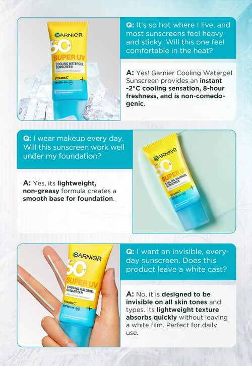 Garnier Super UV Cooling Water Gel Sunscreen - 30ml | غارنييه سوبر UV واقي شمس جل مائي مبرد - 30 مل
