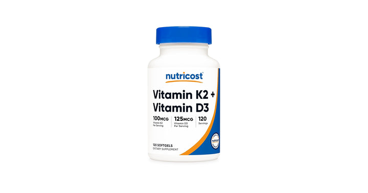Nutricost, Vitamin K2 + Vitamin D3 - 120 Softgels | نيوتريكوست فيتامين ك2 + فيتامين د3 100 ملغ - 120 سوفت جل