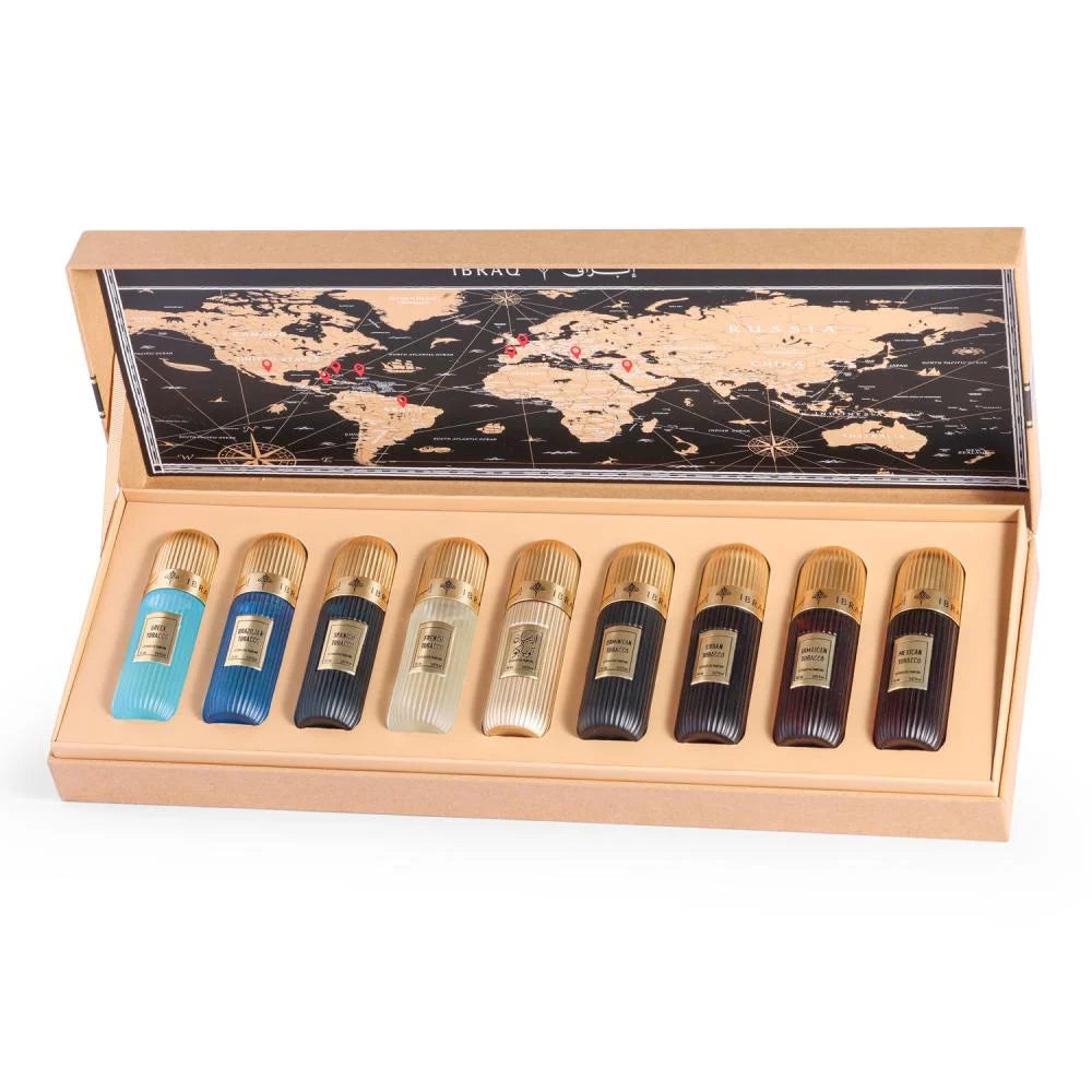IBRAQ IBRAQ Ibrahim Al-Qurashi  Set Tobacco  - 9 × 20 ml |  ايبراق ابراهيم القرشي سيت عطور توباكو  - 9 × 20 مل