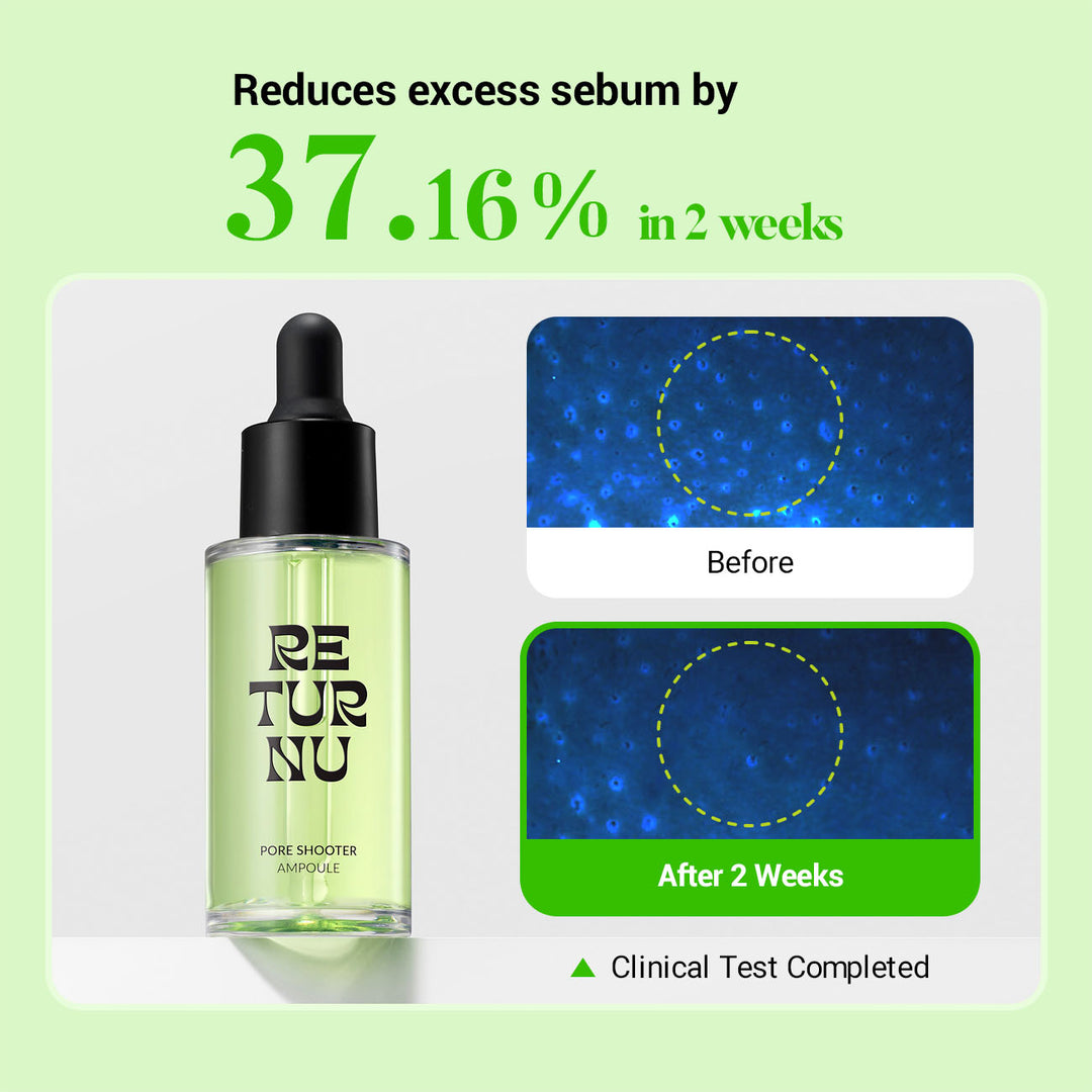 RETURNU pore shooter ampoule - 30ml | ريترن يو سيروم متخصص للعناية بمظهر المسام والبشرة الدهنية - 30مل