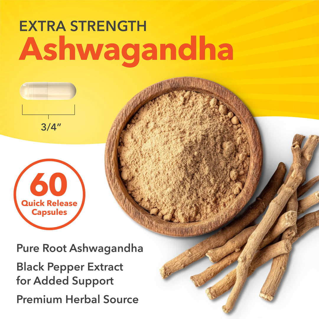 Sundance Ashwagandha Extra Strength 3000mg - 60 Quick Release CAPSULAS - 60 كبسولة | سان داينس مكمل عشبي أشواغاندا 3000 ملغ - 60 كبسولة #3