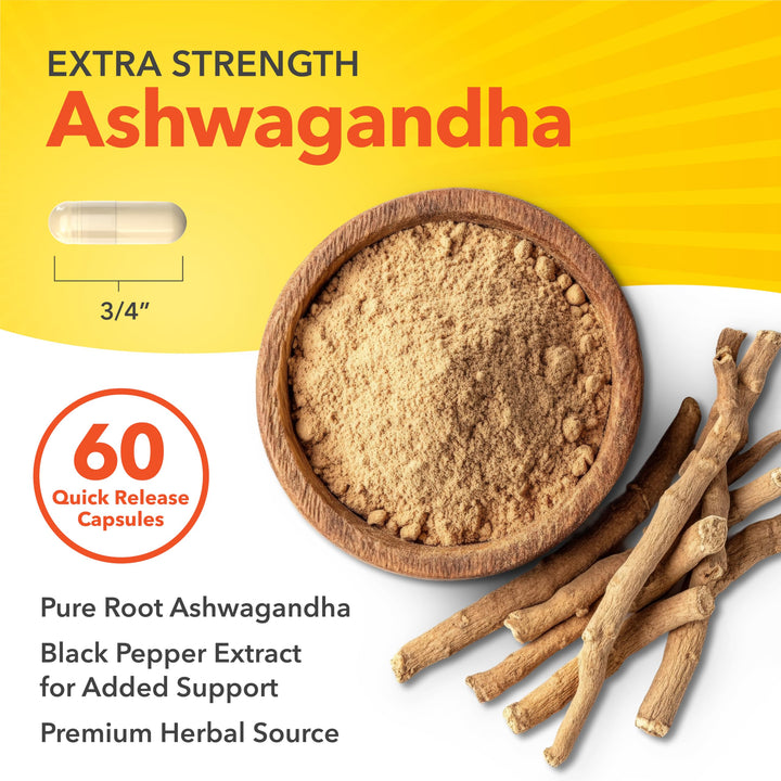 Sundance Ashwagandha Extra Strength 3000mg - 60 Quick Release CAPSULAS - 60 كبسولة | سان داينس مكمل عشبي أشواغاندا 3000 ملغ - 60 كبسولة #3