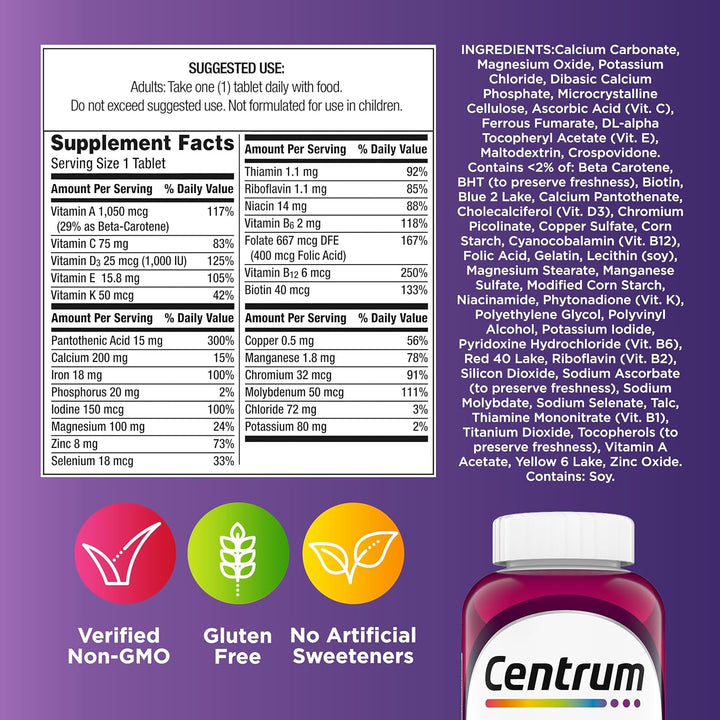 Centrum Multivitamin for Women 18 and Over - 65 Tablets |سنتروم ملتي فيتامين للنساء من عمر 18 عامًا فأكثر – 65 قرص