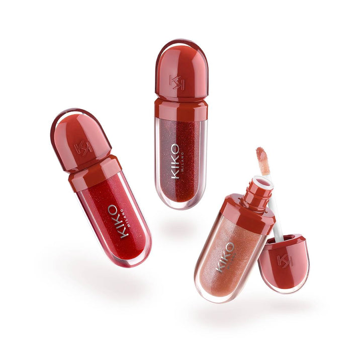 KIKO Flirt Alert Mini Kisses Maxi Shine Kit 3D Hydra Lip Gloss - 3 × 3.5ml |كيت كيكو ميني غلوس للشفاه  – 3 × 3.5 مل