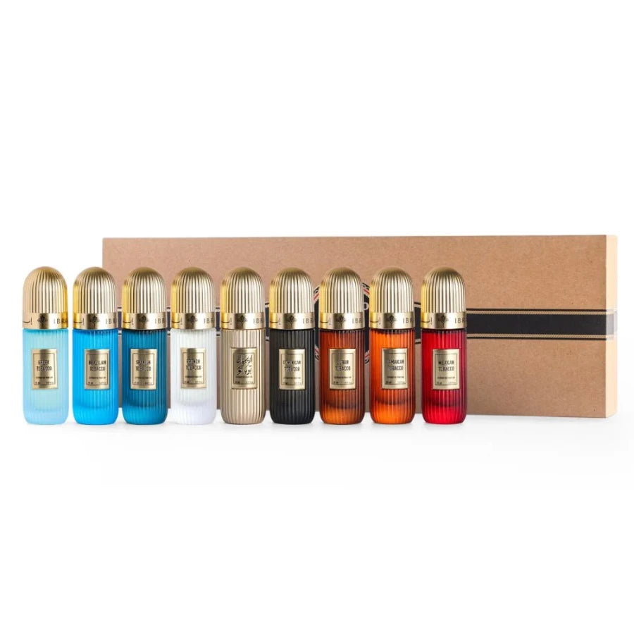 IBRAQ IBRAQ Ibrahim Al-Qurashi  Set Tobacco  - 9 × 20 ml |  ايبراق ابراهيم القرشي سيت عطور توباكو  - 9 × 20 مل
